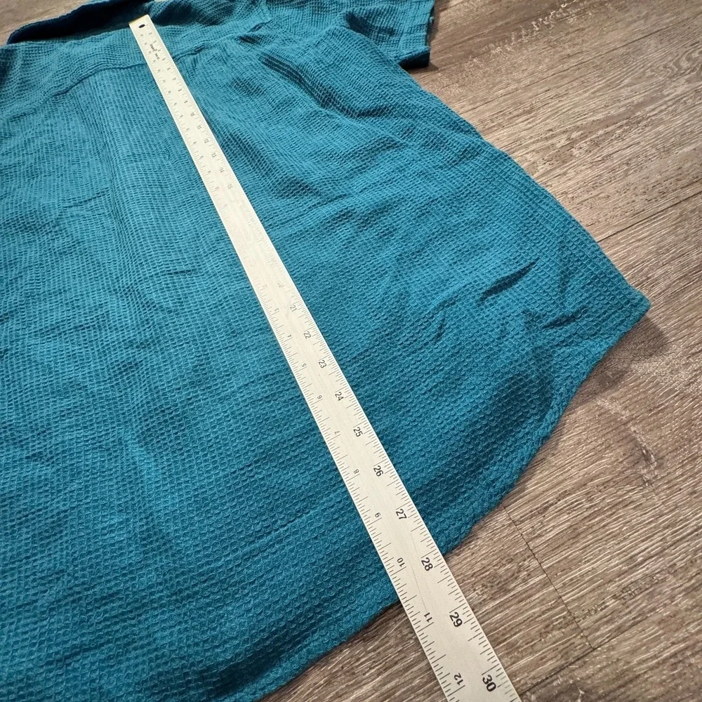 Quiksilver Shirt Mens Large Blue Thermal‎ Knit Short Sleeve Button Up Pocket